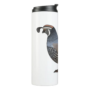 California quail bird cartoon illustration thermal tumbler