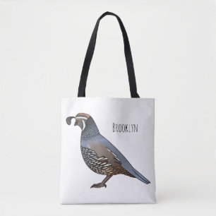 California quail bird cartoon illustration  tote bag
