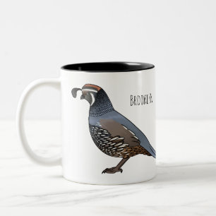 California quail bird cartoon illustration Two-Tone coffee mug