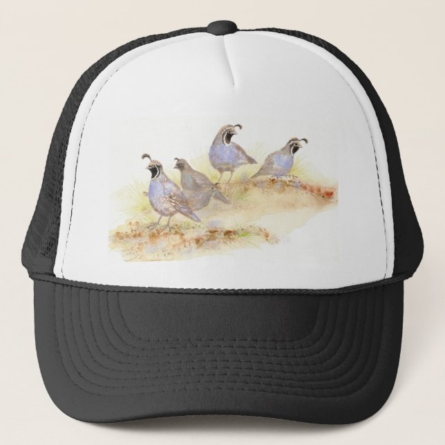 California Quail, Birds, Nature, Wildlife, Trucker Hat (Front)