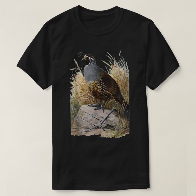 California Quail  - CA Quail Birder Shirt (Design Front)