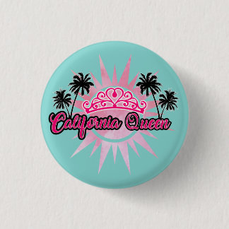 California Queen Sun Flowers Ocean Palm Trees 3 Cm Round Badge
