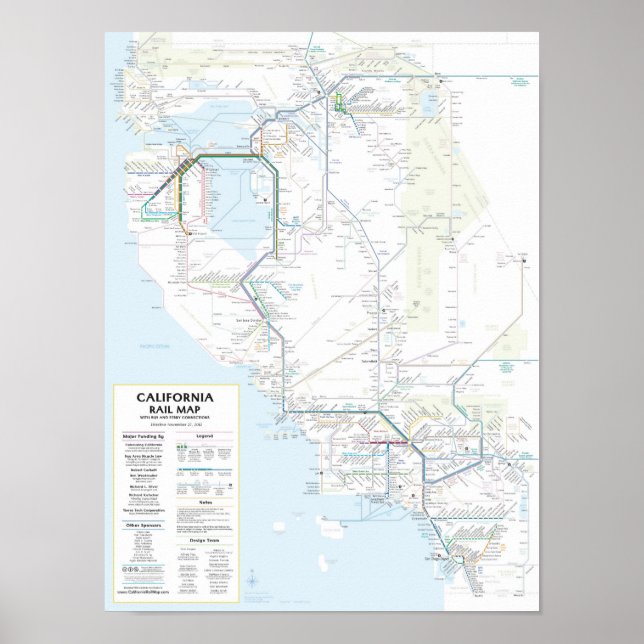 California Rail Map v1.01 Poster (Front)