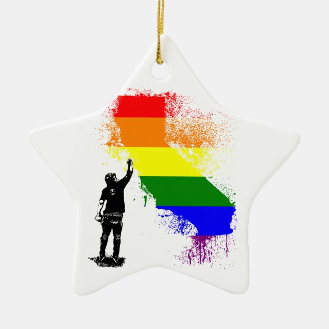 California Rainbow Ceramic Tree Decoration (Front)