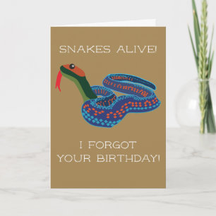 California Red Garter Snake Belated Birthday Card