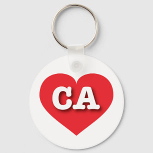 California Red Heart - I love CA Key Ring
