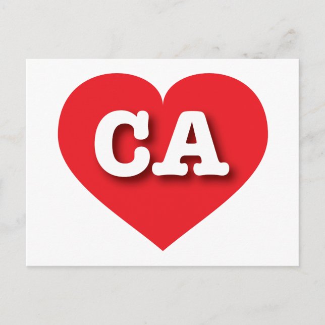 California Red Heart - I love CA Postcard (Front)