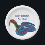 California Red-Sided Garter Snake Birthday Party Paper Plate<br><div class="desc">These paper plates are perfect for throwing a birthday party for your favourite fan of snakes and other reptiles. It features an illustration of a California red-sided garter snake and your own name or short message.</div>