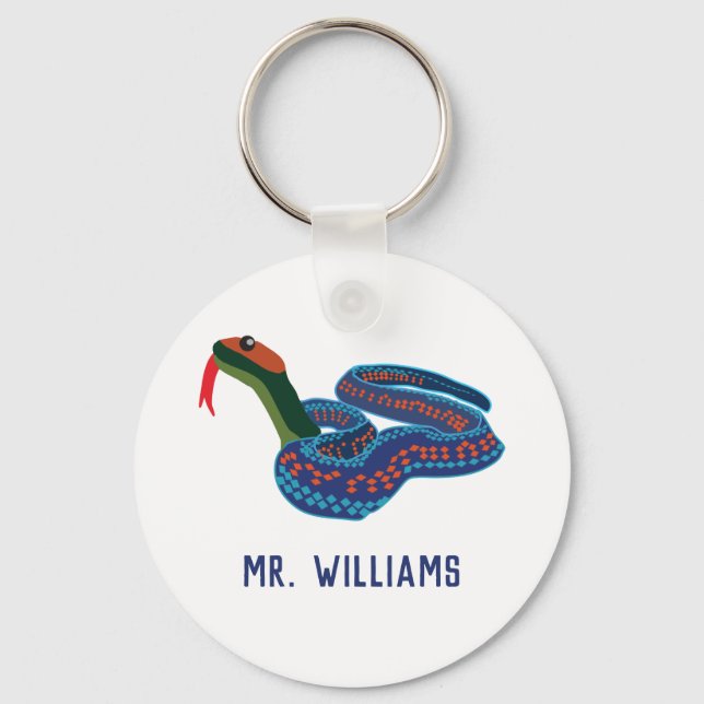 California Red Sided Garter Snake Personalised Key Ring (Front)