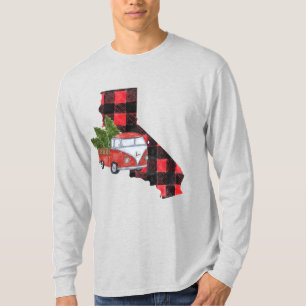 California Red Truck Christmas Tree Long Sleeve T-Shirt