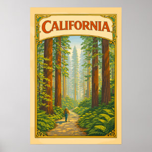 California Redwood Forest Vintage Poster