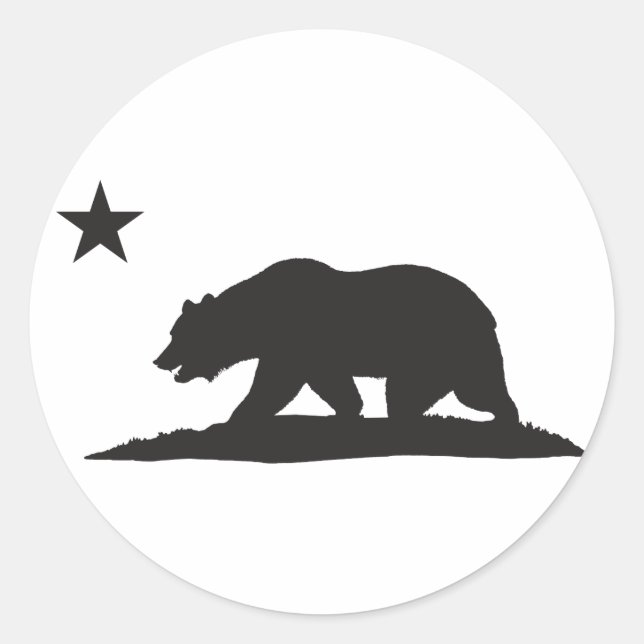 California Republic Bear - Black Classic Round Sticker (Front)