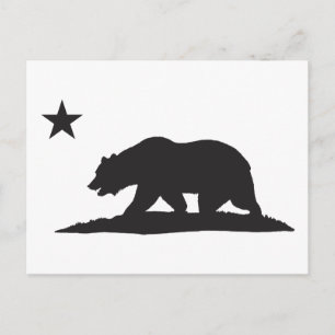 California Republic Bear - Black Postcard