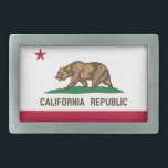 California Republic Bear Flag: Cali Golden State Belt Buckle<br><div class="desc">The California Republic flag is a symbol of the short-lived Bear Flag Republic, which existed for a period of 25 days in 1846. The flag is a simple design with a single red star on a white background. The star is said to represent the lone star state, and the white...</div>