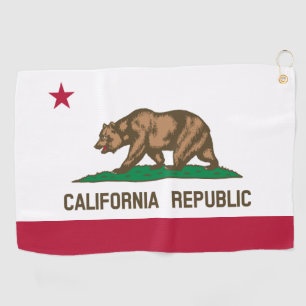 California Republic Bear Flag: Cali Golden State Golf Towel