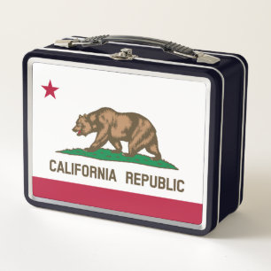 California Republic Bear Flag: Cali Golden State Metal Lunch Box