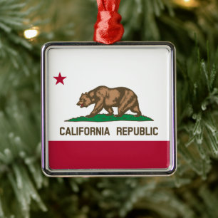 California Republic Bear Flag: Cali Golden State Metal Ornament