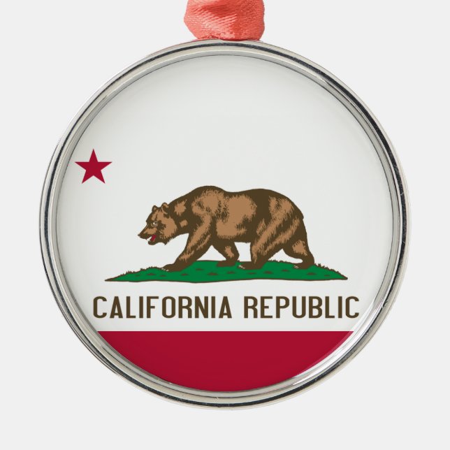 California Republic Bear Flag: Cali Golden State Metal Ornament (Front)