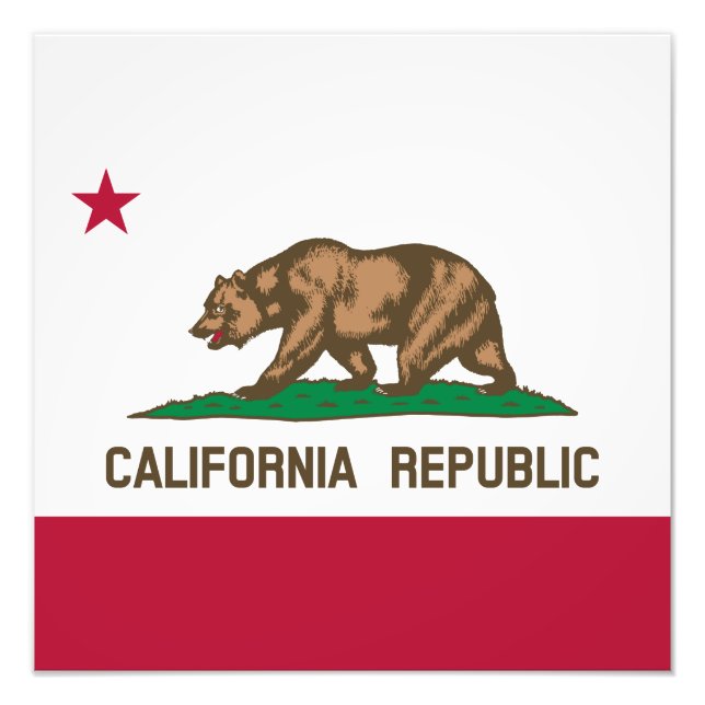California Republic Bear Flag: Cali Golden State Photo Print (Front)