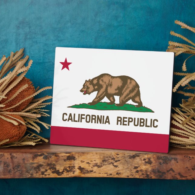 California Republic Bear Flag: Cali Golden State Plaque (Side)