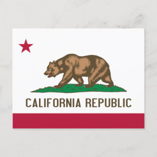 California Republic Bear Flag: Cali Golden State Postcard