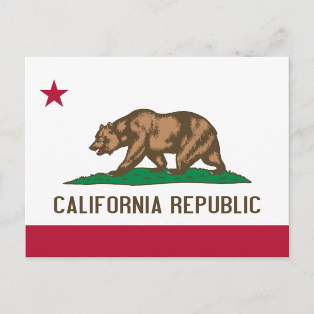 California Republic Bear Flag: Cali Golden State Postcard (Front)