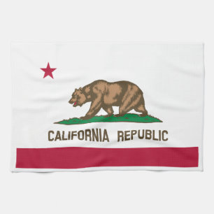 California Republic Bear Flag: Cali Golden State Tea Towel