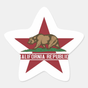 California Republic Bear Flag Star Sticker