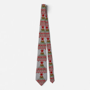 California Republic Bear on Christmas Ugly Sweater Tie