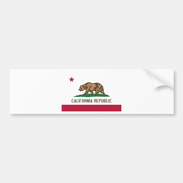 California Republic Bear State Flag Bumper Sticker (Front)