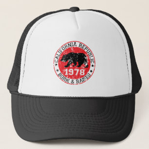 California republic born raised 1970 trucker hat