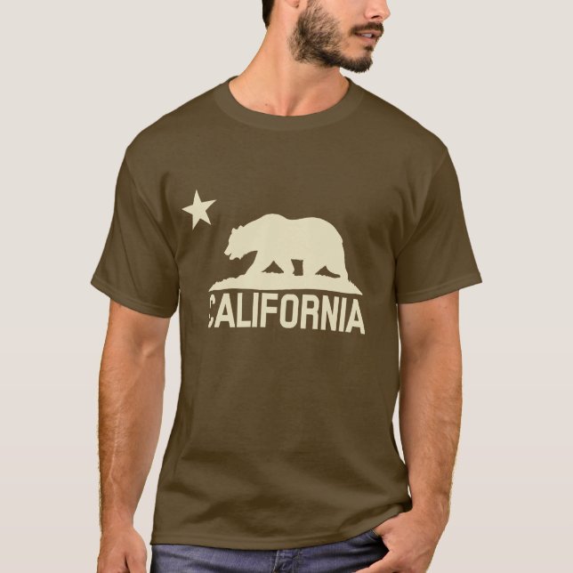 California Republic - CA Bear - Beige Silhouette T-Shirt (Front)