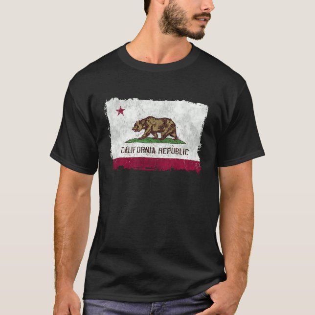 California Republic Cali Distressed Los Angeles Fl T-Shirt (Front)