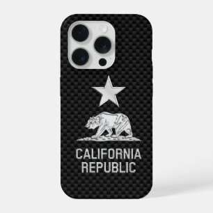 CALIFORNIA REPUBLIC Chrome on Carbon Fibre Print iPhone 15 Pro Case