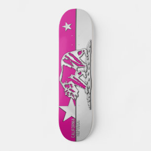 CALIFORNIA REPUBLIC Chrome on Hot Pink Skateboard