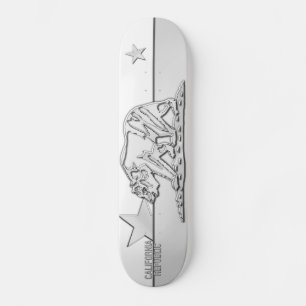 CALIFORNIA REPUBLIC Chrome on White Fitted Designs Skateboard