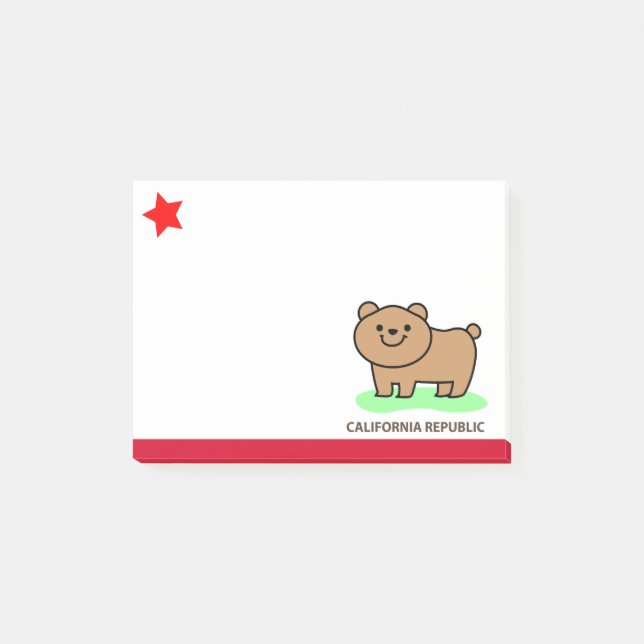 California republic _ cute bear post-it notes (Front)