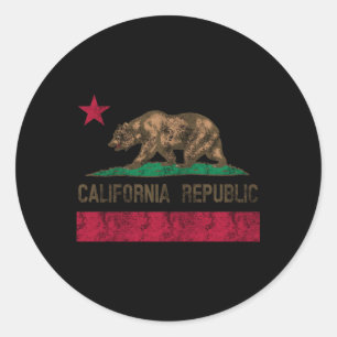 California Republic Flag Bear Classic Round Sticker