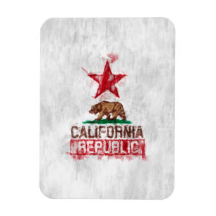 California Republic Flag Bear in Paint Style Decor Magnet