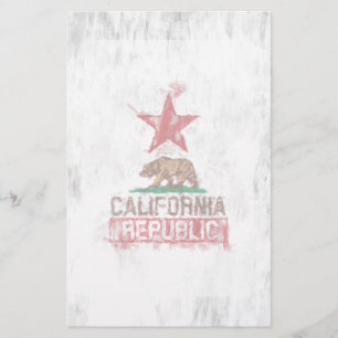 California Republic Flag Bear in Paint Style Decor Stationery