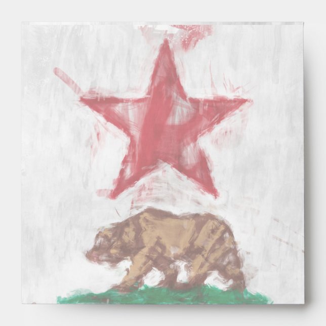 California Republic Flag Bear in Painterly Decor Envelopes (Front)