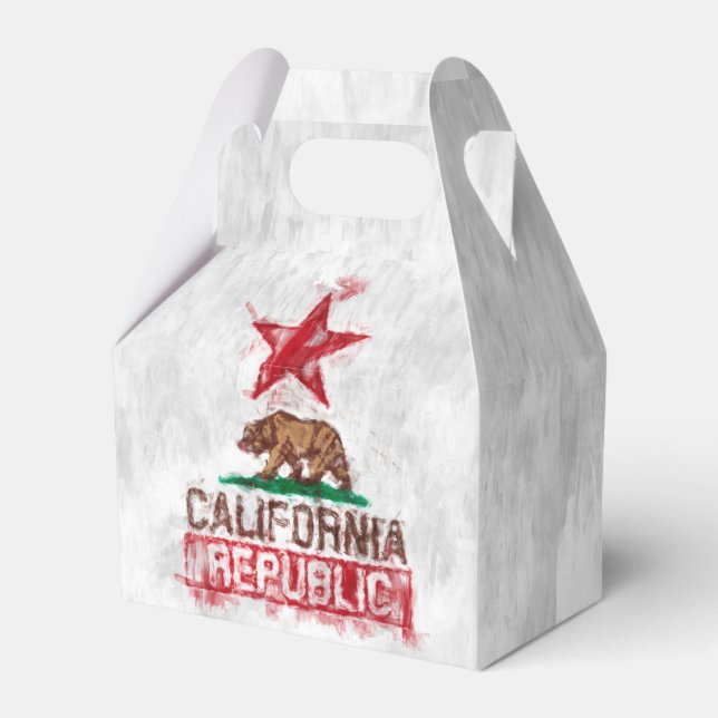 California Republic Flag Bear in Painterly Decor Favour Box (Front Side)
