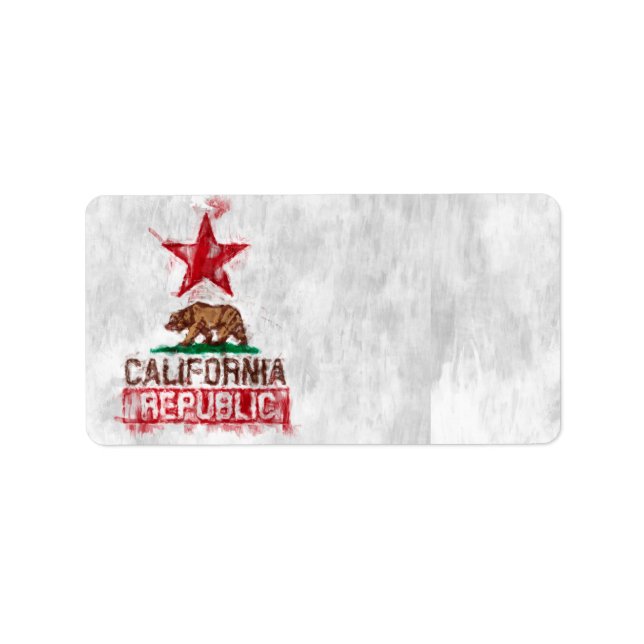 California Republic Flag Bear in Painterly Style Label (Front)