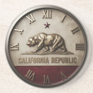 California Republic Flag Bear Red and Gold  Coaster