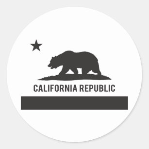 California Republic Flag - Black Classic Round Sticker