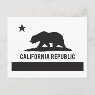 California Republic Flag - Black Postcard