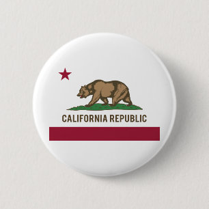 California Republic Flag - Colour 6 Cm Round Badge