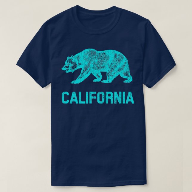 California Republic Flag Distressed Bear T-Shirt (Design Front)