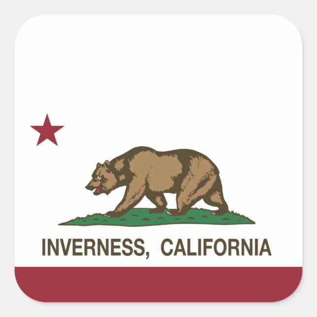 California Republic Flag Inverness Square Sticker (Front)