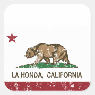 California Republic Flag La Honda Square Sticker